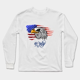 American Eagle Flag Patriotic Graphic 4th of July Long Sleeve T-Shirt